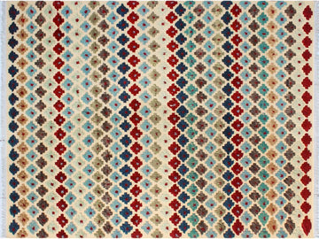 handmade Modern Moroccan Hi Beige Blue Hand Knotted RECTANGLE 100% WOOL area rug 9x12